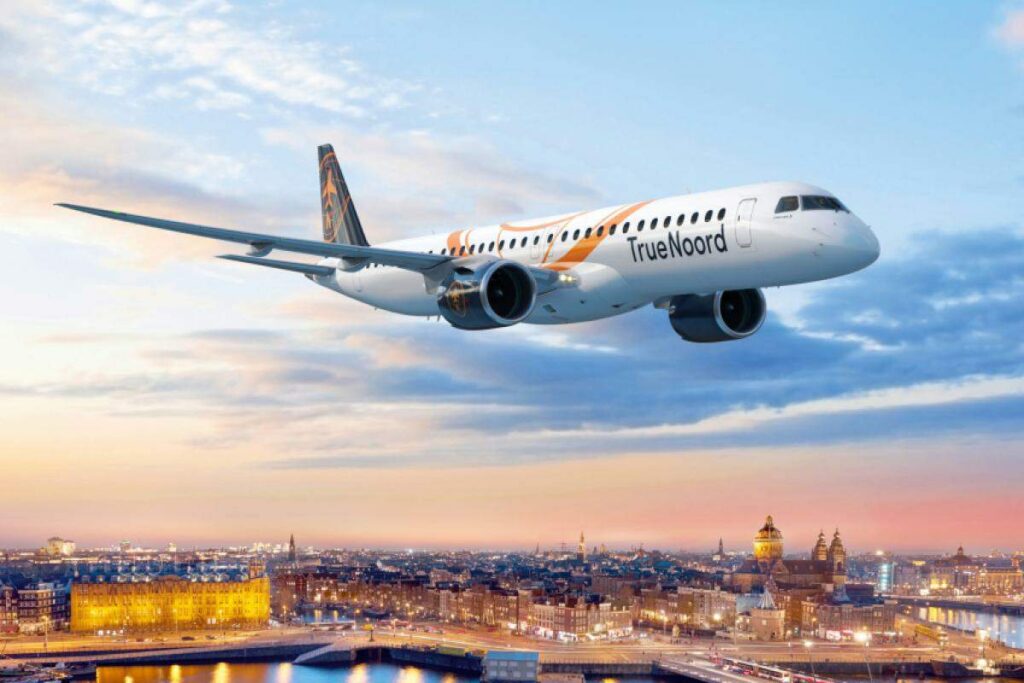 Imagem do E195-E2 da companhia holandesa TrueNoord