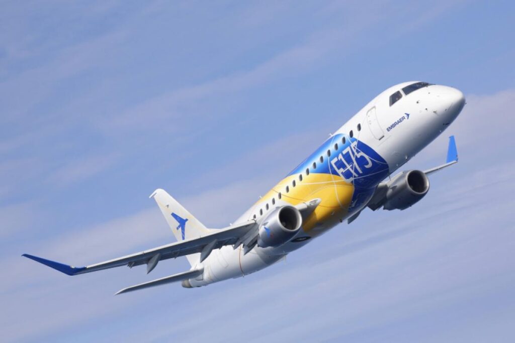 Aeronave comercial E175 da Embraer recebeu 1.003 pedidos firmes