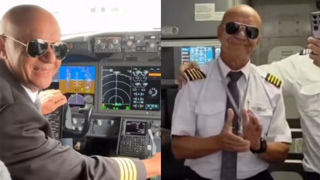 Piloto é homenageado em Natal ao fazer último voo comercial após 50 anos de carreira na aviação - Foto: Reprodução